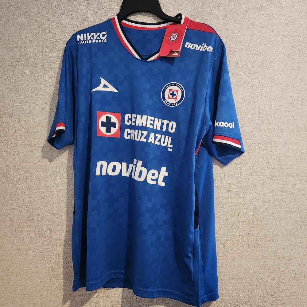 Cruz Azul Blue Soccer Jersey with Red & White Accents